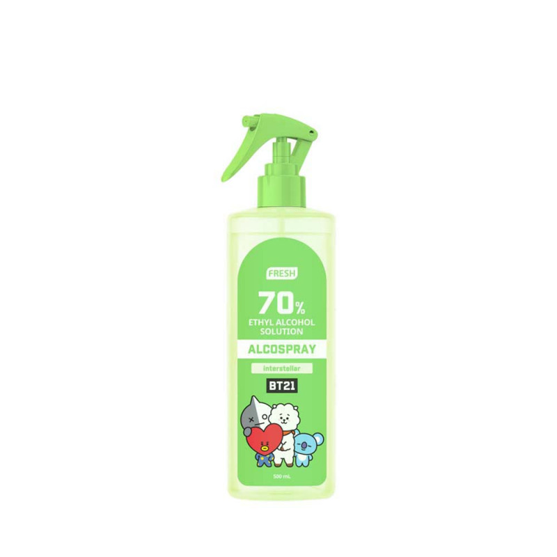 Fresh with BT21 70% Ethyl Alcohol Solution Alcospray Interstellar Apple Green 500mL